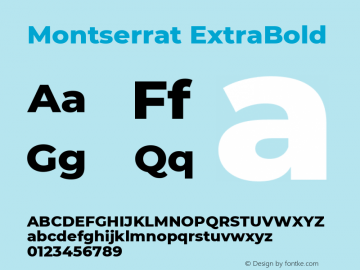 Montserrat ExtraBold Version 7.200 Font Sample