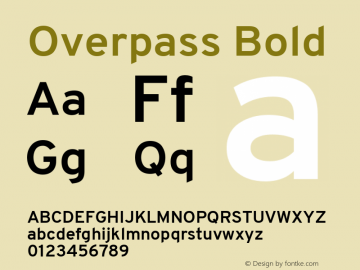 Overpass Bold Version 3.000;DELV;Overpass; ttfautohint (v1.5) Font Sample