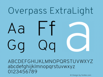 Overpass ExtraLight Version 3.000;DELV;Overpass; ttfautohint (v1.5) Font Sample