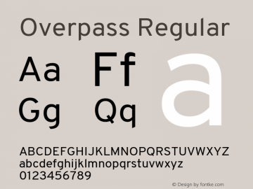 Overpass Regular Version 3.000;DELV;Overpass; ttfautohint (v1.5) Font Sample