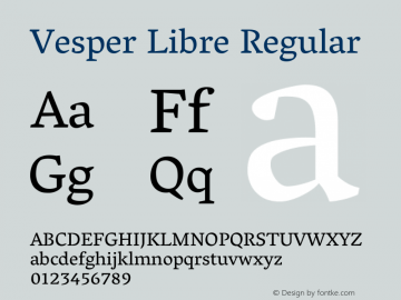 Vesper Libre Version 1.058 Font Sample