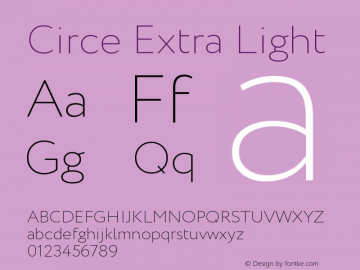 Circe Extra Light Version 1.000 Font Sample