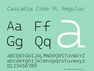 Cascadia Code PL ExtraLight Version 2009.022 Font Sample