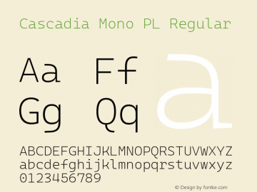 Cascadia Mono PL ExtraLight Version 2009.022 Font Sample