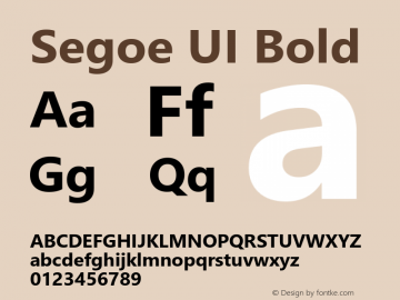 Segoe UI Bold Version 5.54i Font Sample