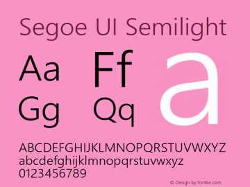 Segoe UI Semilight Version 5.54i Font Sample