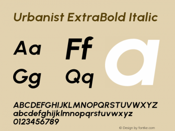 Urbanist ExtraBold Italic Version 1.230; befe77262ef67d88f1d94aa3d2e49ef1327b4483 Font Sample