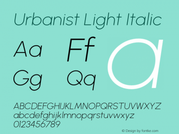 Urbanist Light Italic Version 1.230; befe77262ef67d88f1d94aa3d2e49ef1327b4483 Font Sample