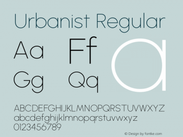 Urbanist Regular Version 1.230; befe77262ef67d88f1d94aa3d2e49ef1327b4483 Font Sample