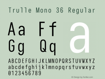 Trulle Mono 36 Version 5.0.0; ttfautohint (v1.8.3) Font Sample