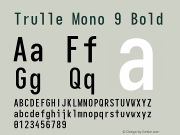 Trulle Mono 9 Bold Version 5.0.0; ttfautohint (v1.8.3) Font Sample
