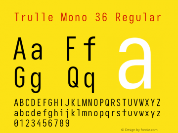 Trulle Mono 36 Version 5.0.0; ttfautohint (v1.8.3) Font Sample