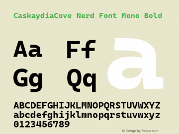 Caskaydia Cove Bold Nerd Font Complete Mono Version 2007.001 Font Sample