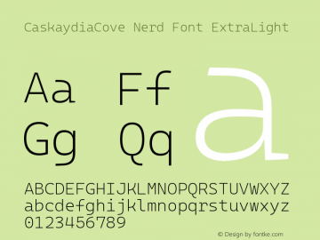 Caskaydia Cove ExtraLight Nerd Font Complete Version 2007.001图片样张