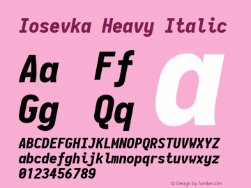 Iosevka Heavy Italic 2.3.3; ttfautohint (v1.8.3)图片样张