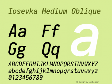 Iosevka Medium Oblique 2.3.3; ttfautohint (v1.8.3) Font Sample