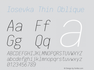 Iosevka Thin Oblique 2.3.3; ttfautohint (v1.8.3) Font Sample
