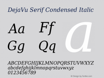 DejaVu Serif Condensed Italic Version 2.37 Font Sample