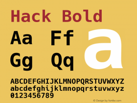 Hack Bold Version 3.003; ttfautohint (v1.8.1) -l 6 -r 50 -G 200 -x 10 -H 260 -D latn -f latn -m 
