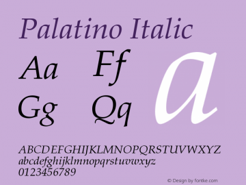 Palatino Italic Version 003.001图片样张