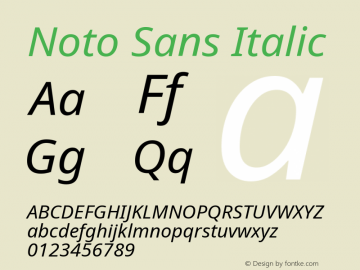 Noto Sans Italic Version 2.003 Font Sample