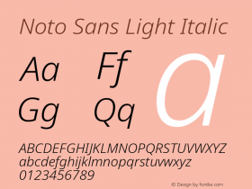 Noto Sans Light Italic Version 2.003 Font Sample