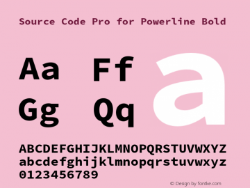 Source Code Pro Bold for Powerline Version 2.030;PS 1.0;hotconv 16.6.51;makeotf.lib2.5.65220图片样张