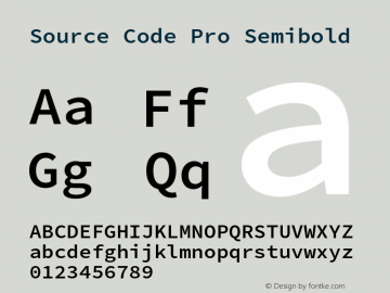 Source Code Pro Semibold Version 2.032;hotconv 1.0.115;makeotfexe 2.5.65600 Font Sample