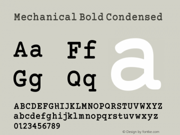Mechanical Bold Condensed Version 1.00 Font Sample