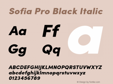 Sofia Pro Black Italic Version 2.000 Font Sample