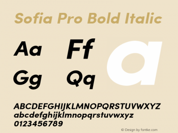 Sofia Pro Bold Italic Version 2.000 Font Sample