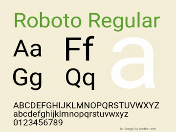 Roboto Regular Version 2.137; 2017 Font Sample