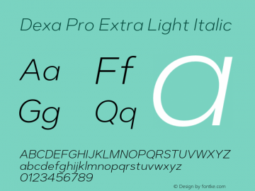 DexaPro-ExtraLightItalic Version 1.001图片样张