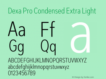 DexaProCondensed-ExtraLight Version 1.001 Font Sample