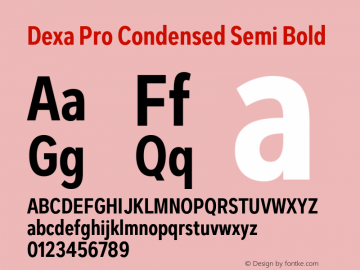 DexaProCondensed-SemiBold Version 1.001 Font Sample