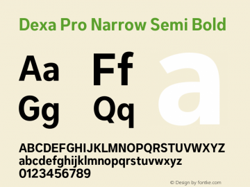 DexaProNarrow-SemiBold Version 1.001 Font Sample