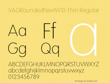 VAG Rounded Next W10 Thin Version 1.00 Font Sample