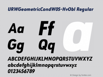 URW Geometric Cond W05 Hv Obl Version 1.00 Font Sample