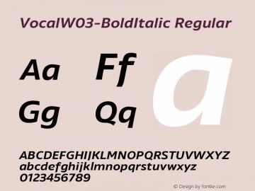 Vocal W03 BoldItalic Version 1.00 Font Sample