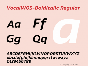 Vocal W05 BoldItalic Version 1.00 Font Sample