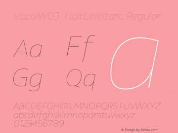 Vocal W03 HairLineItalic Version 1.00图片样张