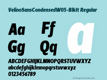 Velino Sans Condensed W05 BlkIt Version 1.00 Font Sample