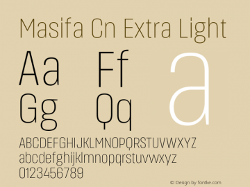 MasifaCn-ExtraLight Version 1.001 Font Sample