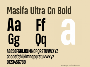 MasifaUltraCn-Bold Version 1.001 Font Sample