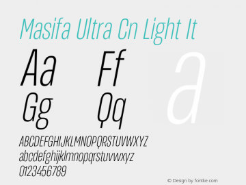 MasifaUltraCn-LightIt Version 1.001 Font Sample