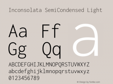Inconsolata SemiCondensed Light Version 3.001 Font Sample