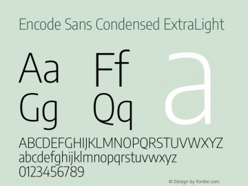 Encode Sans Condensed ExtraLight Version 3.002图片样张