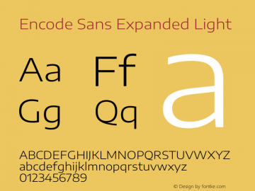 Encode Sans Expanded Light Version 3.002 Font Sample