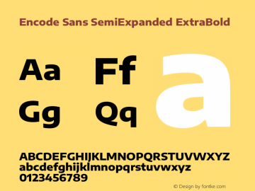 Encode Sans SemiExpanded ExtraBold Version 3.002 Font Sample