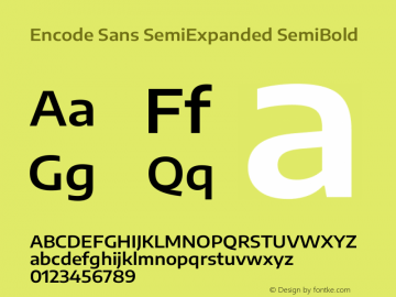 Encode Sans SemiExpanded SemiBold Version 3.002 Font Sample